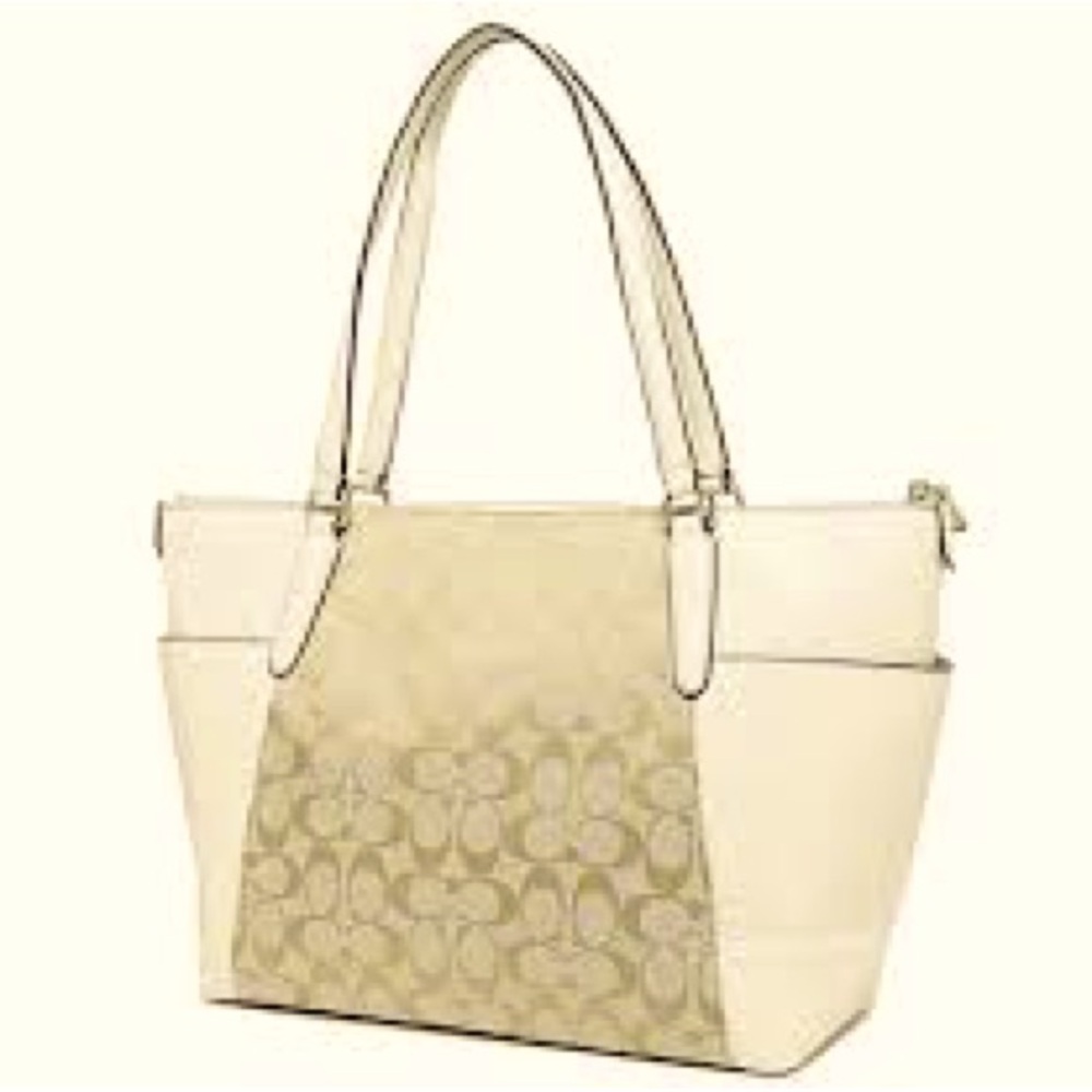 Coach cream Ava Signature Logo Tote purse - Picture 2 of 7